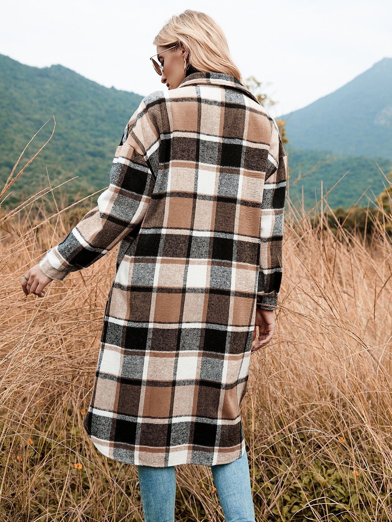 Celeste Longline Plaid Shacket-Massicos