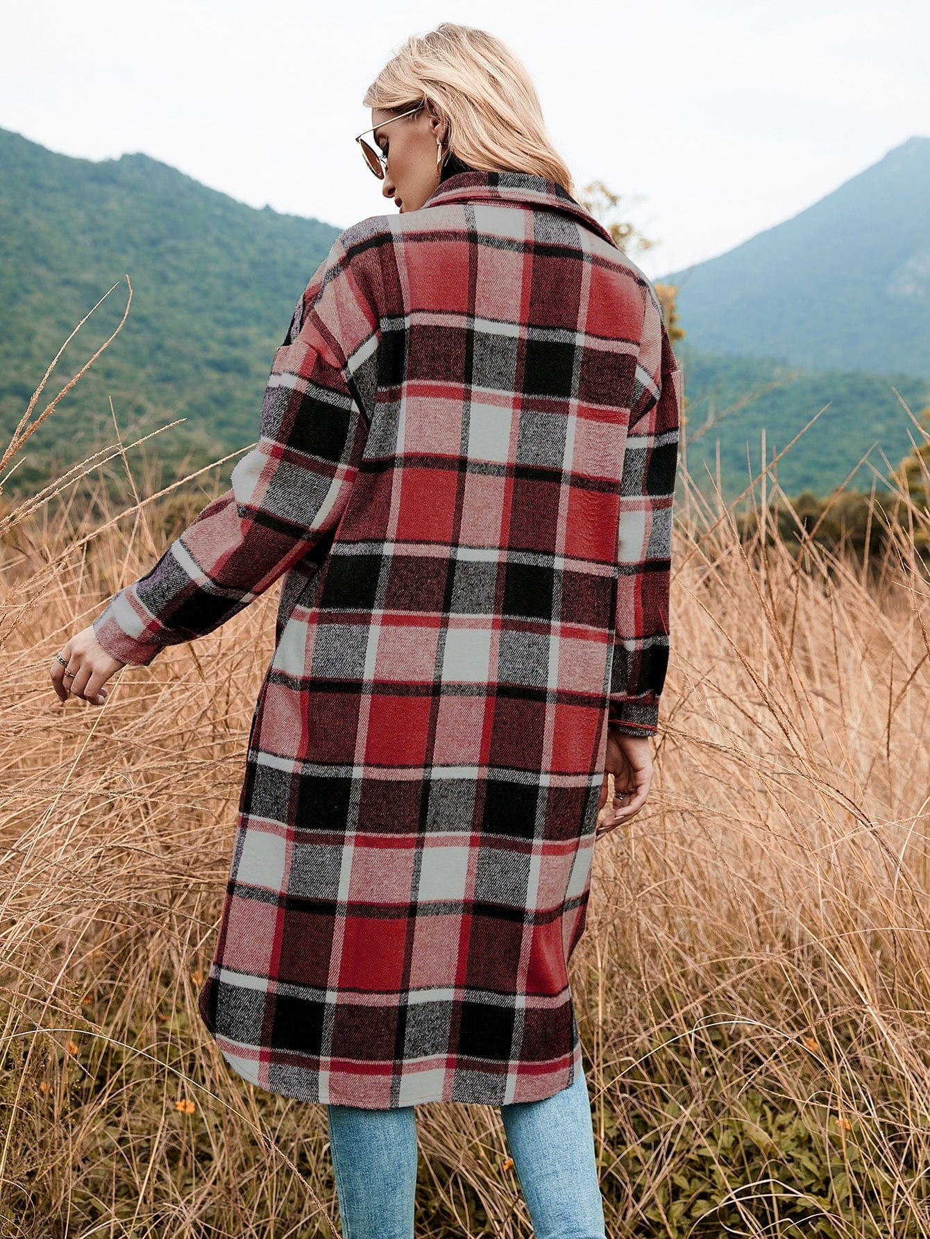 Celeste Longline Plaid Shacket-Massicos