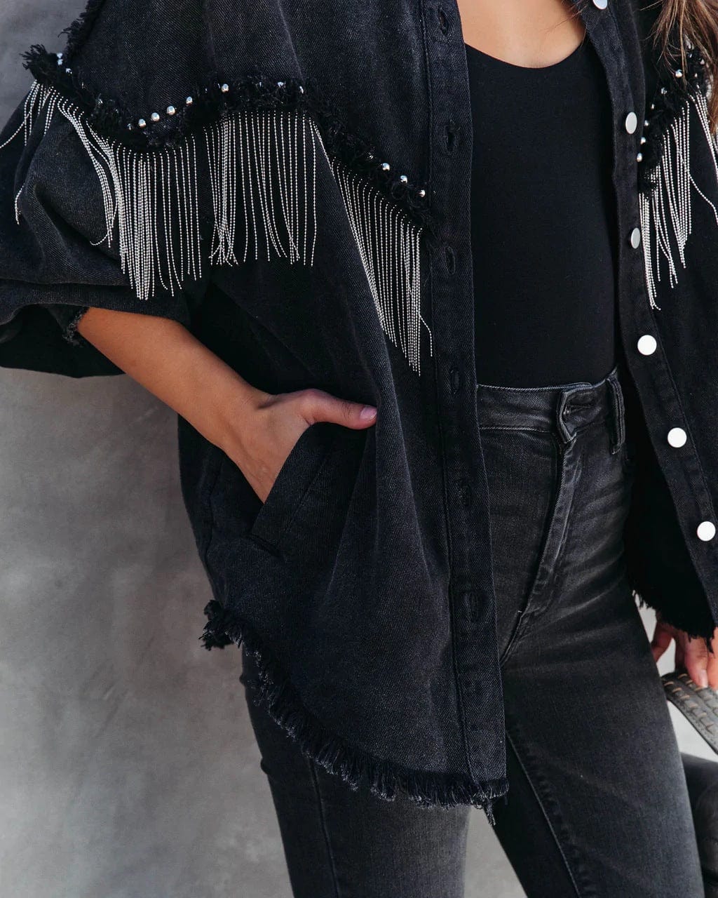 Chain Rivet Denim Jacket-Massicos