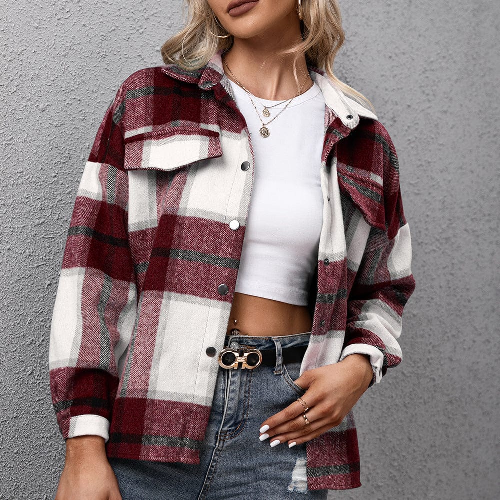 Maelys Plaid Shacket-Massicos