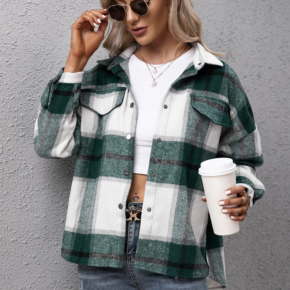 Maelys Plaid Shacket-Massicos