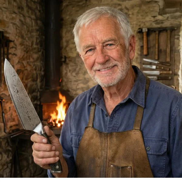 Handgesmeed Damascus mes