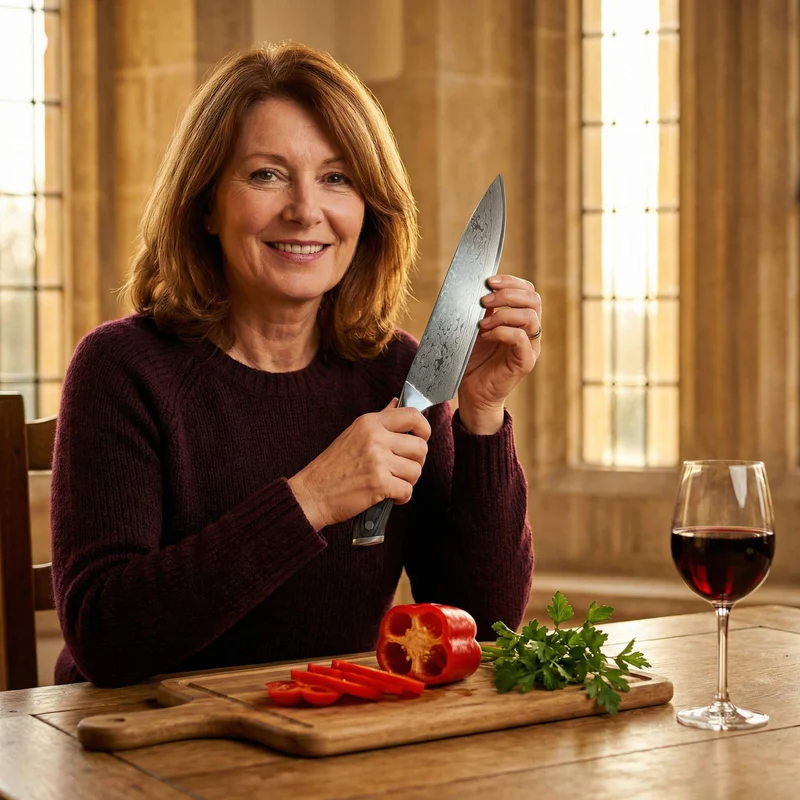 Handgesmeed Damascus mes