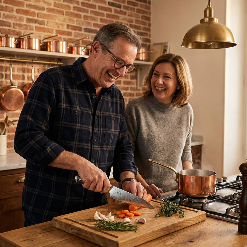 Handgesmeed Damascus mes