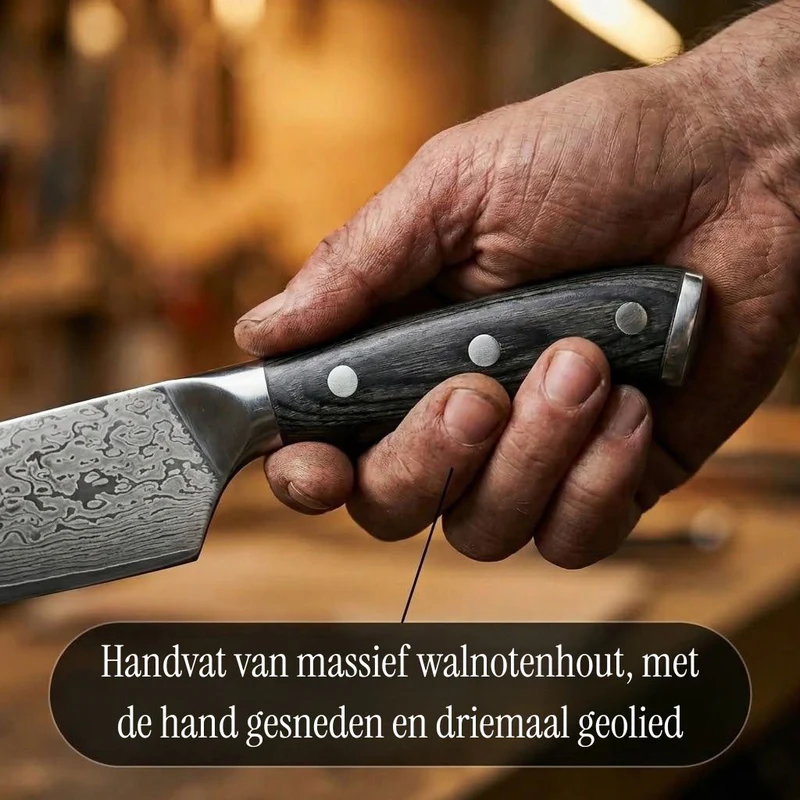 Handgesmeed Damascus mes