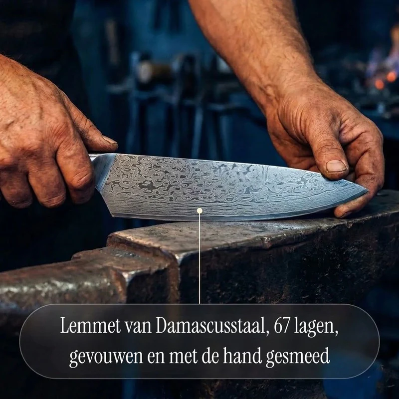 Handgesmeed Damascus mes