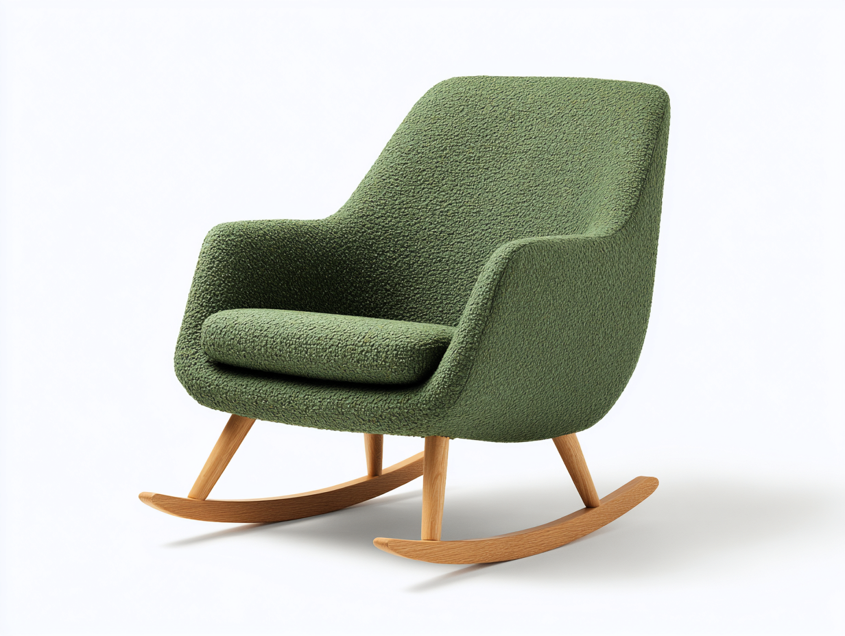 Schaukelstuhl Stoffbezug 70x88x83 cm Grün Modernes Design Holzgestell-malensohome