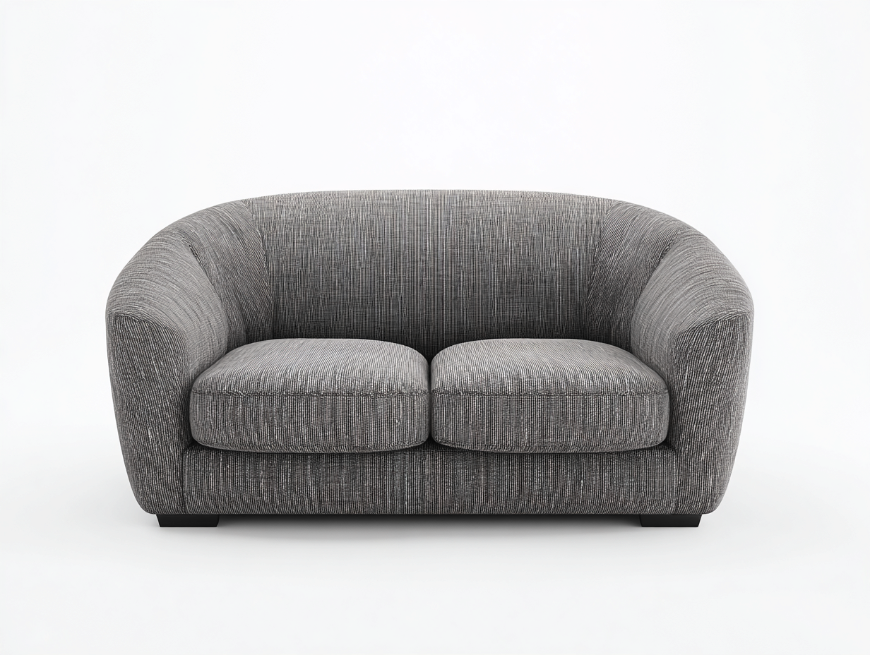 Sofa 2-Sitzer Stoffbezug 175x95x75 cm Grau Rundes Design Moderner Stil-malensohome
