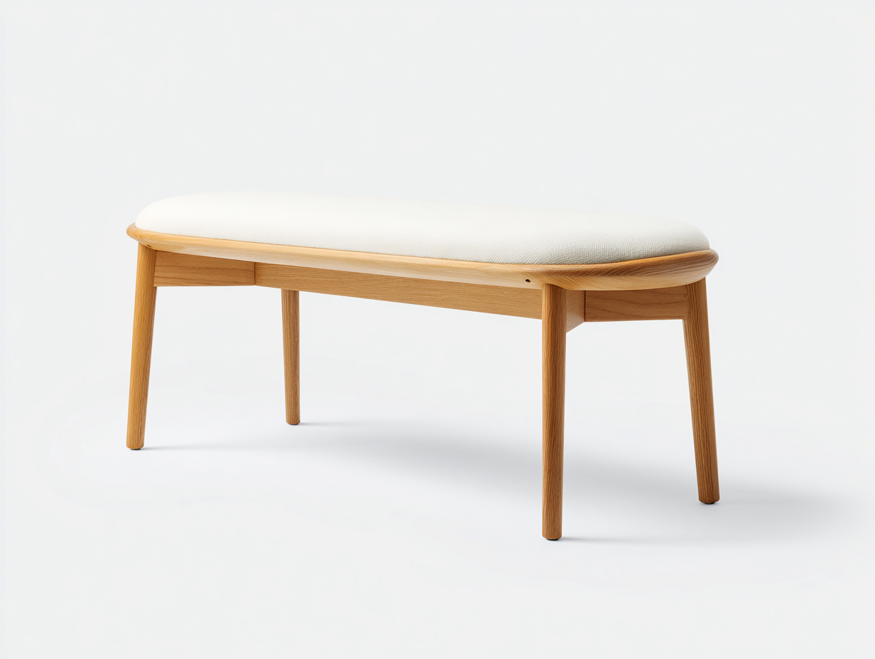 Gartenbank -Holzgestell -Stoffpolster -110x38x45 cm Naturfarben Modernes Design-malensohome