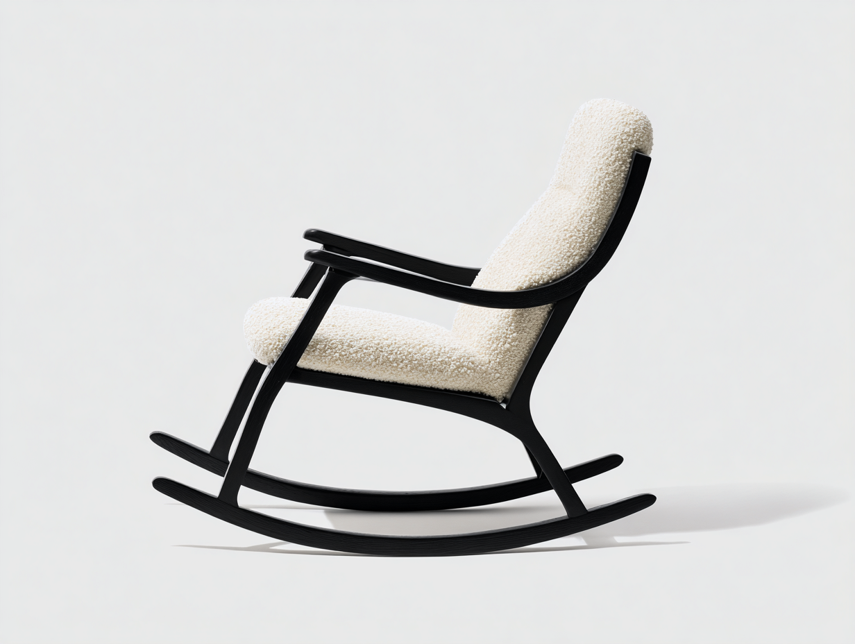 Schaukelstuhl Stoffbezug 68x90x85 cm Cremeweiß Modernes Design Holzrahmen-malensohome