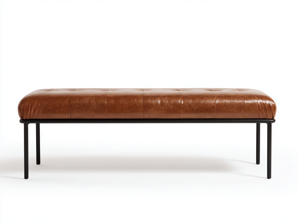 Gartenbank -Metallgestell -Kunstleder -120x40x45 cm Braun Industrielles Design-malensohome