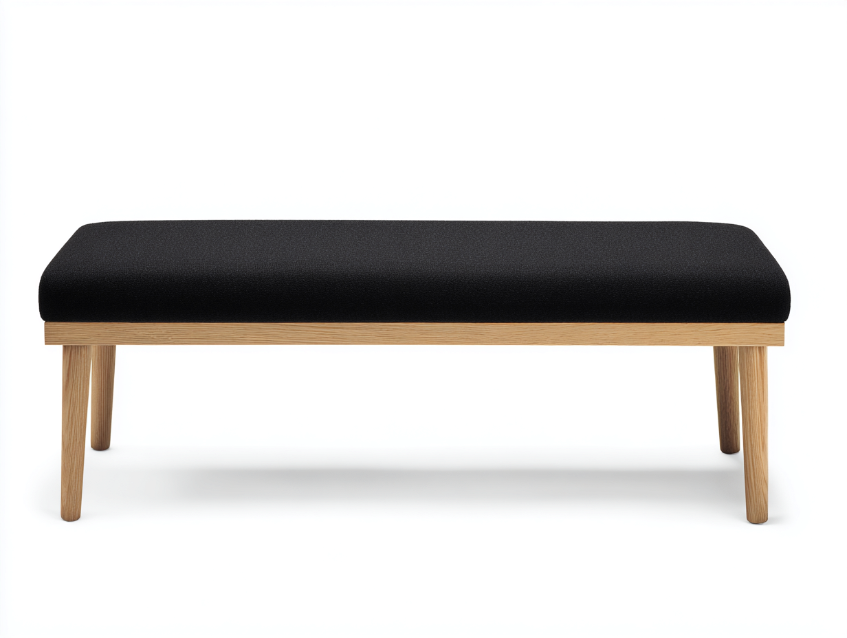 Gartenbank - Holzgestell Stoffpolster - Schwarz - 116x40x45 cm - Modernes Design-malensohome