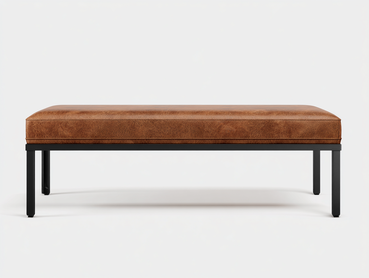 Gartenbank -Metallgestell -Kunstleder -120x40x45 cm Braun Industrielles Design-malensohome