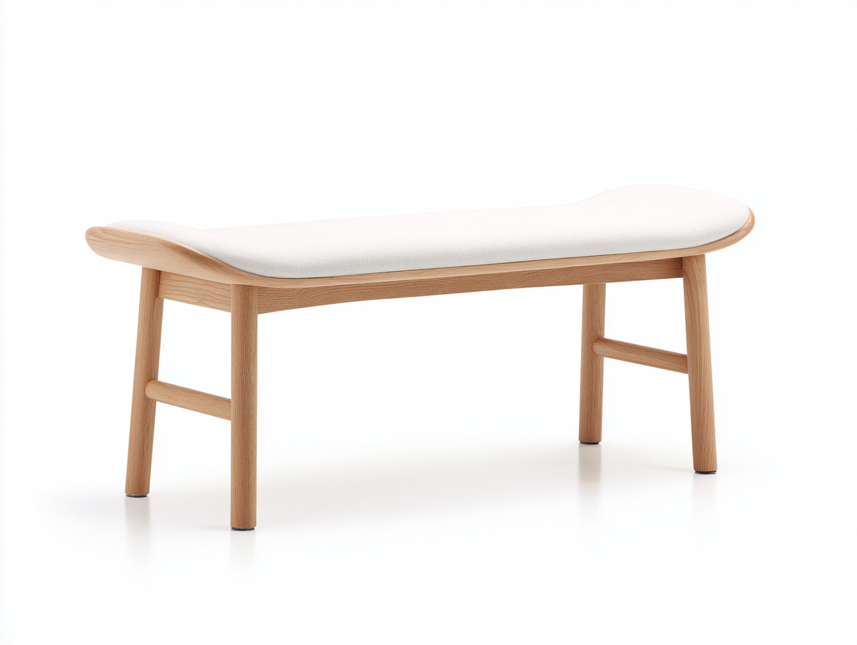 Gartenbank- Holzgestell- Stoffpolster -115x40x46 cm Naturfarben Modernes Design-malensohome