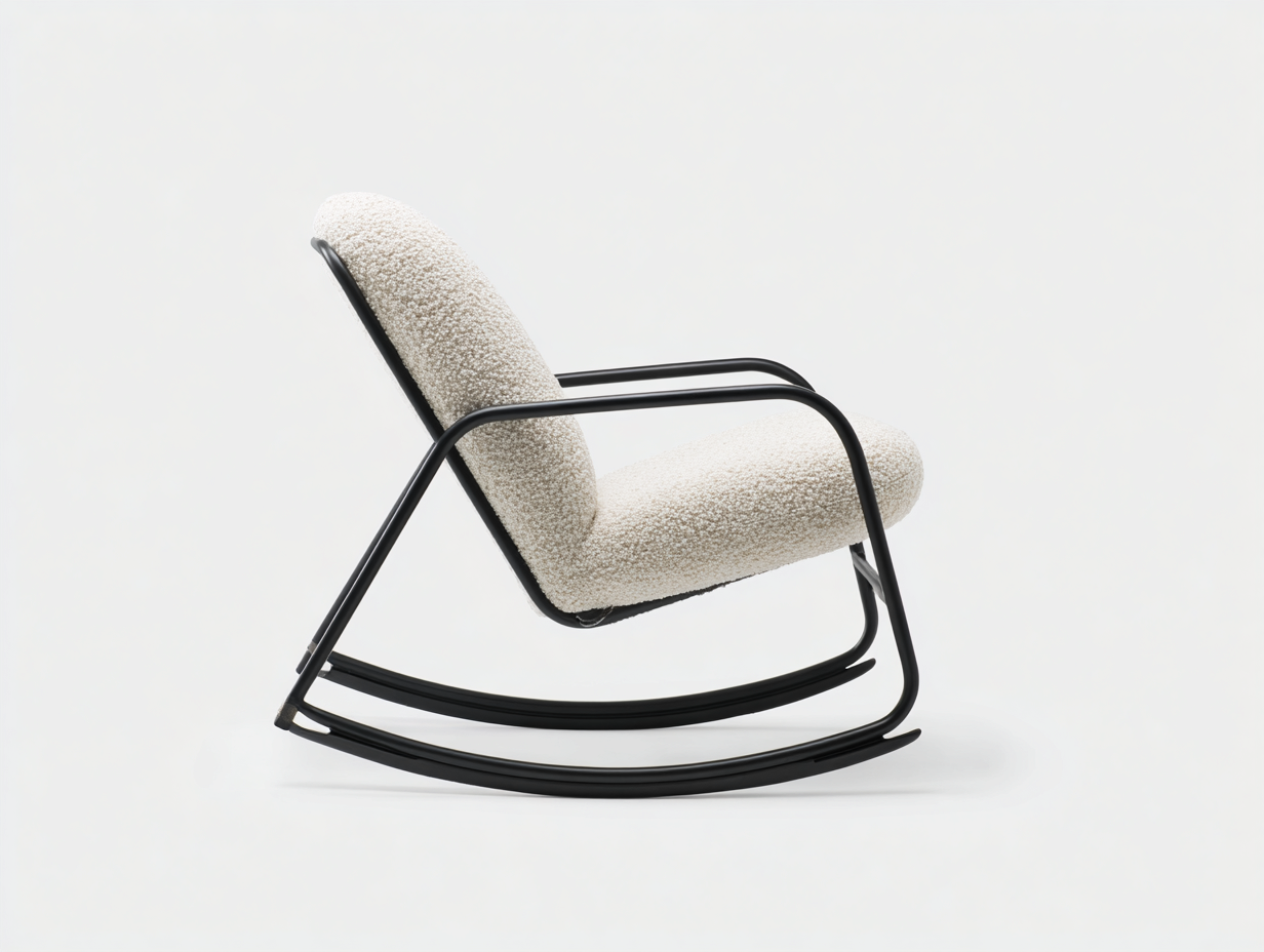 Schaukelstuhl Stoffbezug 68x92x85 cm Cremeweiß Modernes Design Metallrahmen-malensohome