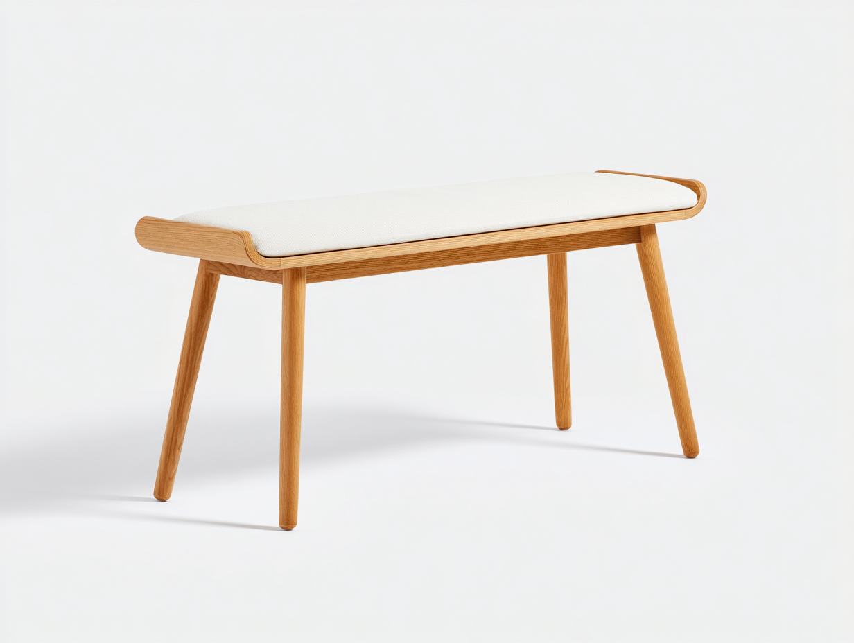 Gartenbank- Holzgestell -Stoffpolster -110x38x45 cm Naturfarben Modernes Design-malensohome