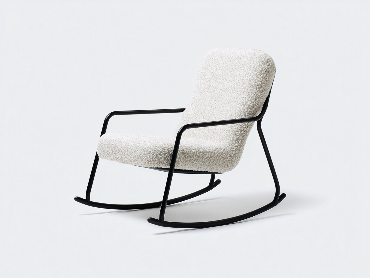 Schaukelstuhl Stoffbezug 68x92x85 cm Cremeweiß Modernes Design Metallgestell-malensohome