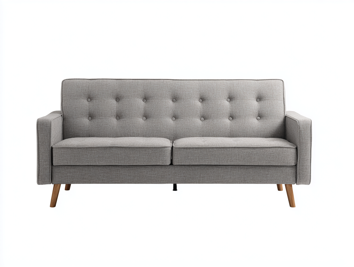 Sofa 2-Sitzer Stoffbezug 180x85x80 cm Hellgrau Modernes Design Mit Holzbeinen-malensohome