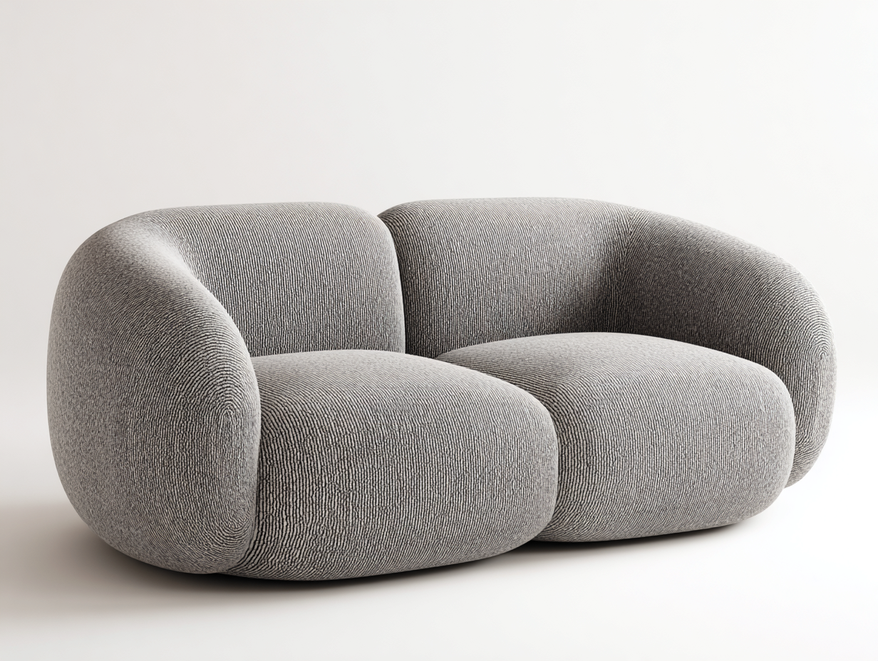 Sofa 2-Sitzer Stoffbezug 170x95x70 cm Grau Rundes Design Moderner Stil-malensohome