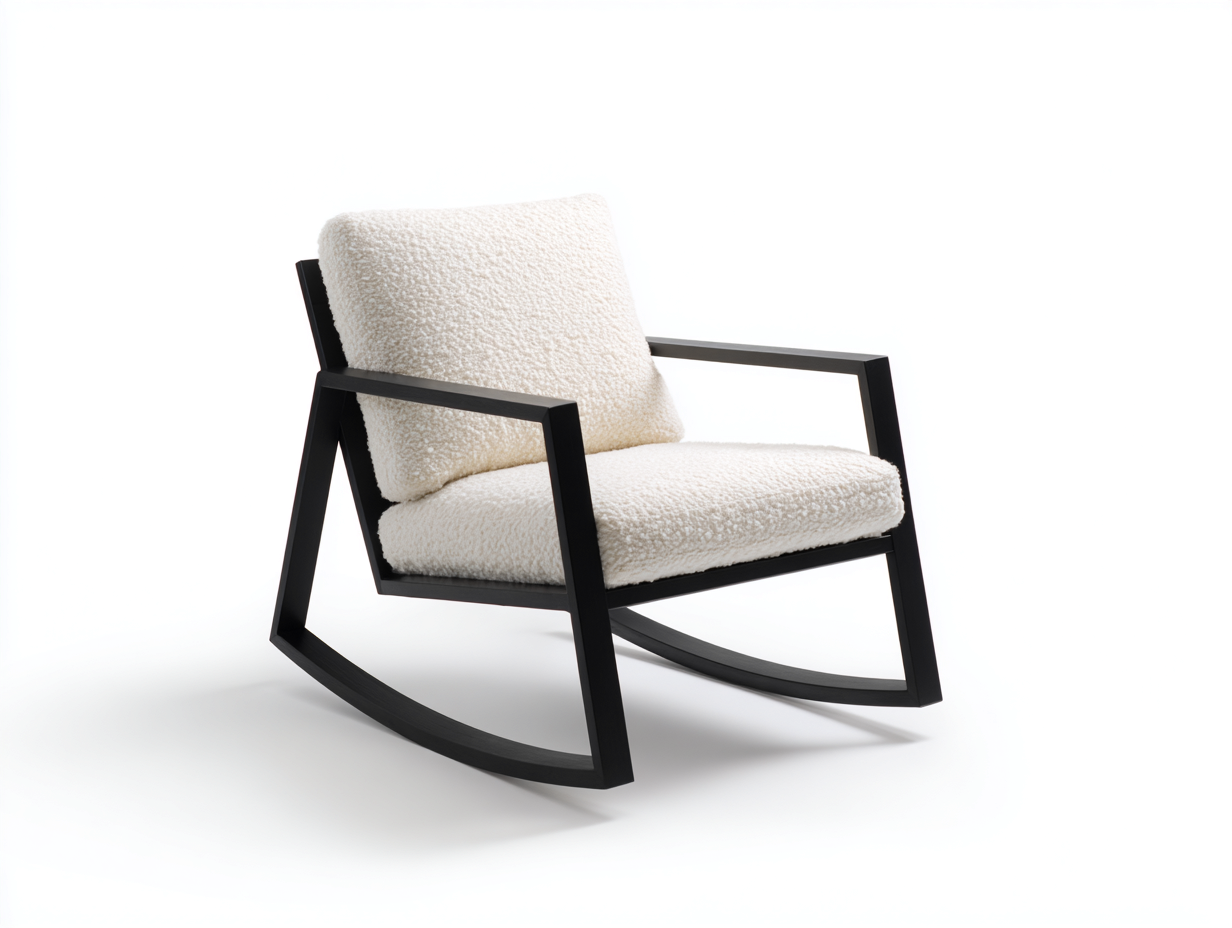 Schaukelstuhl Stoffbezug 70x85x80 cm - Cremeweiß Modernes Design Metallgestell-malensohome