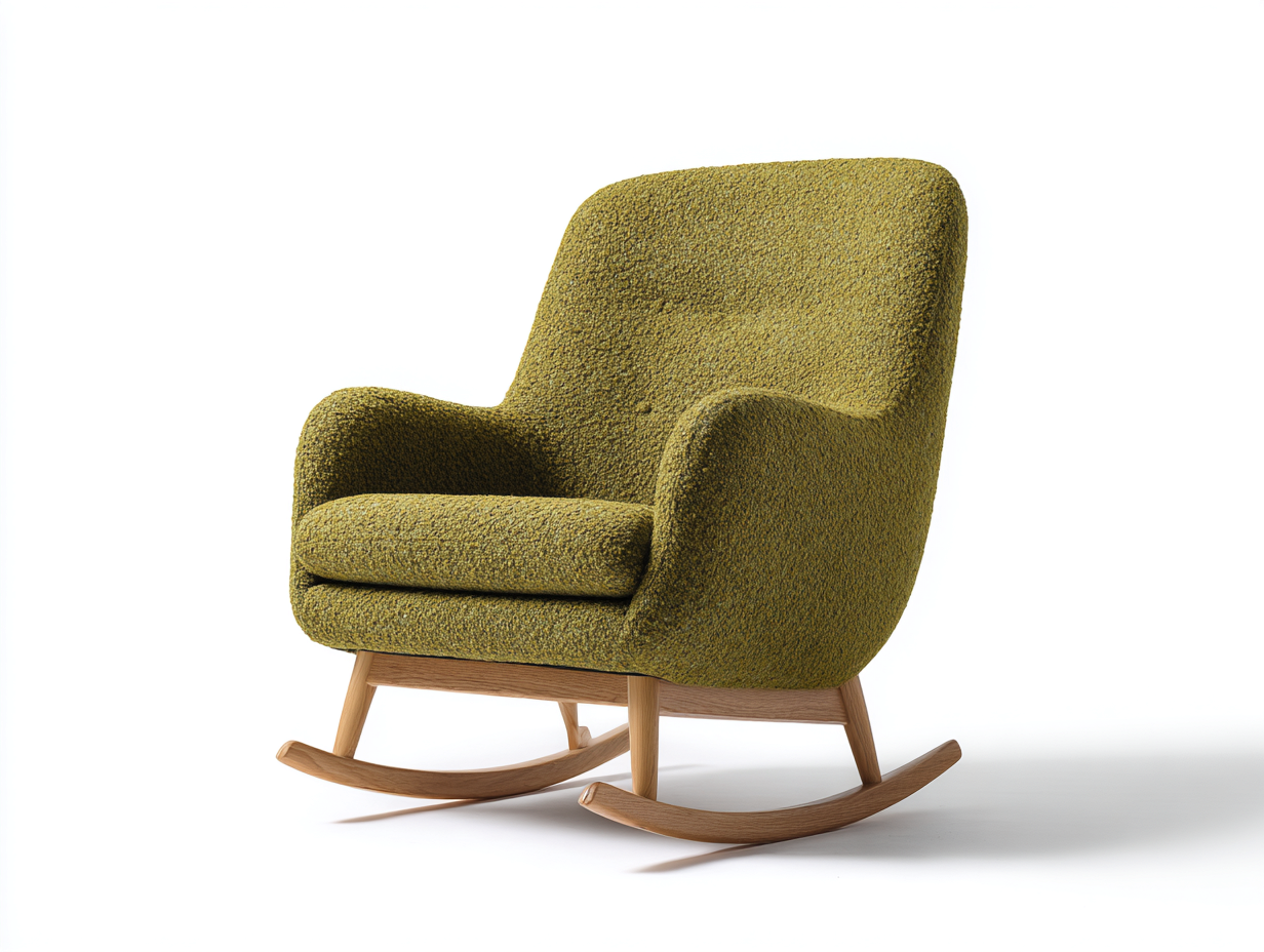 Schaukelstuhl Stoffbezug 70x88x83 cm Grün Modernes Design Holzgestell-malensohome