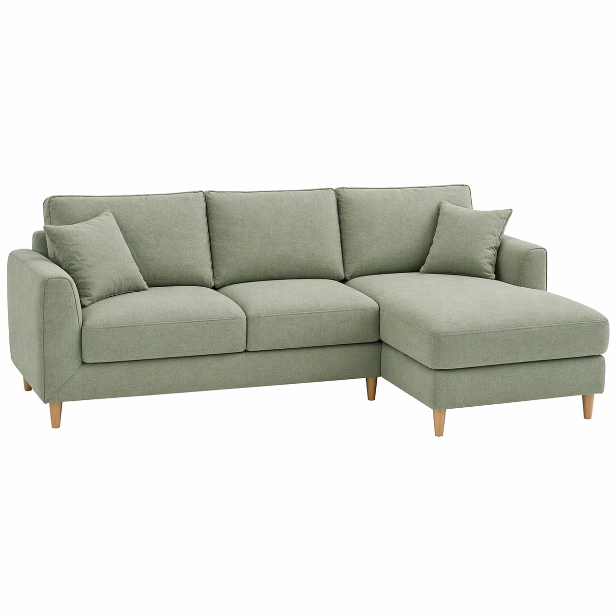 Ecksofa L Form mit Schlaffunktion und Chaiselongue Modernes Sofa mit Kissen und Holzfuesse 239 x 152 x 75 cm-movlora