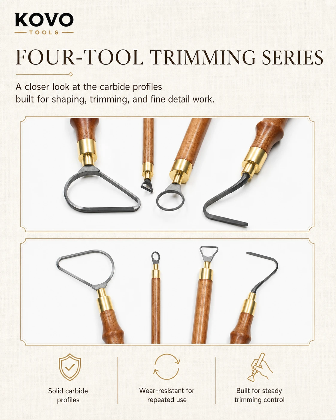 4-Piece Carbide Pottery Trimming Set