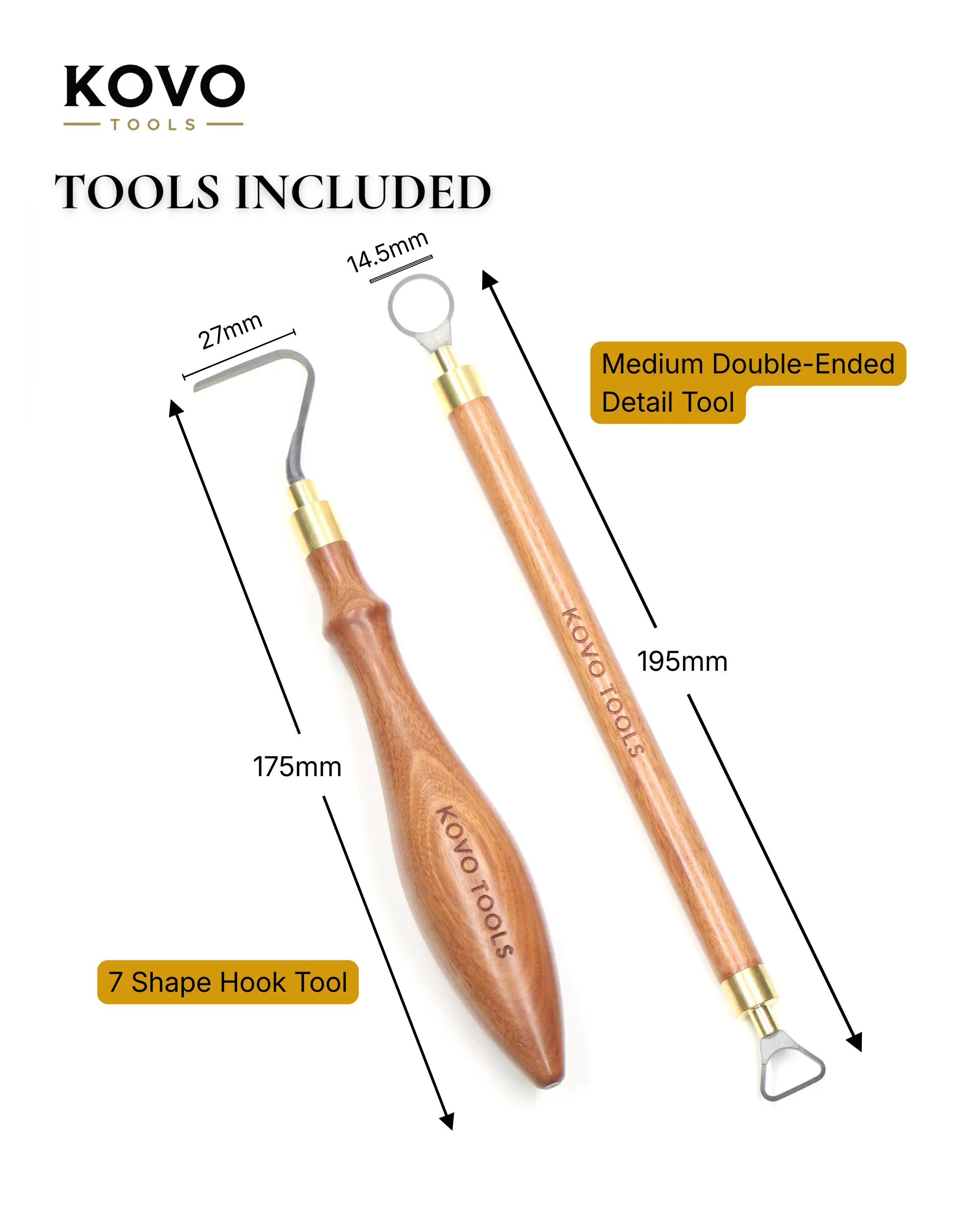 2 Piece 7 Shape Hook Carbide Pottery Trimming Set size guide