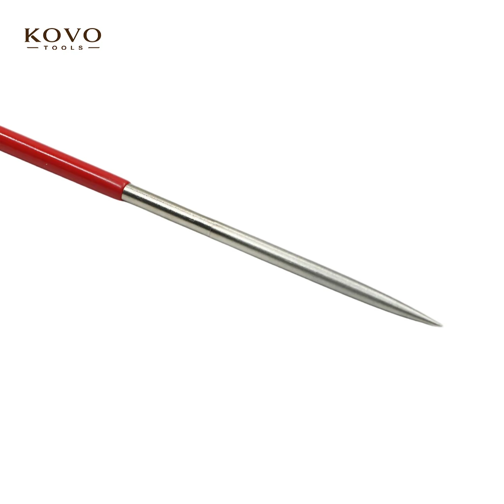 Round tapered diamond sharpening file with red handle