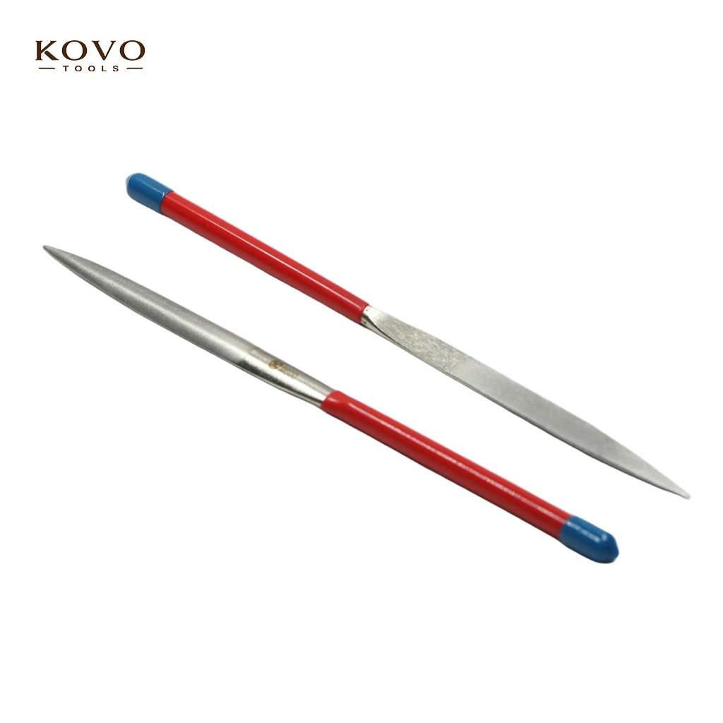 Two-piece diamond sharpening file set with half-round and round profiles