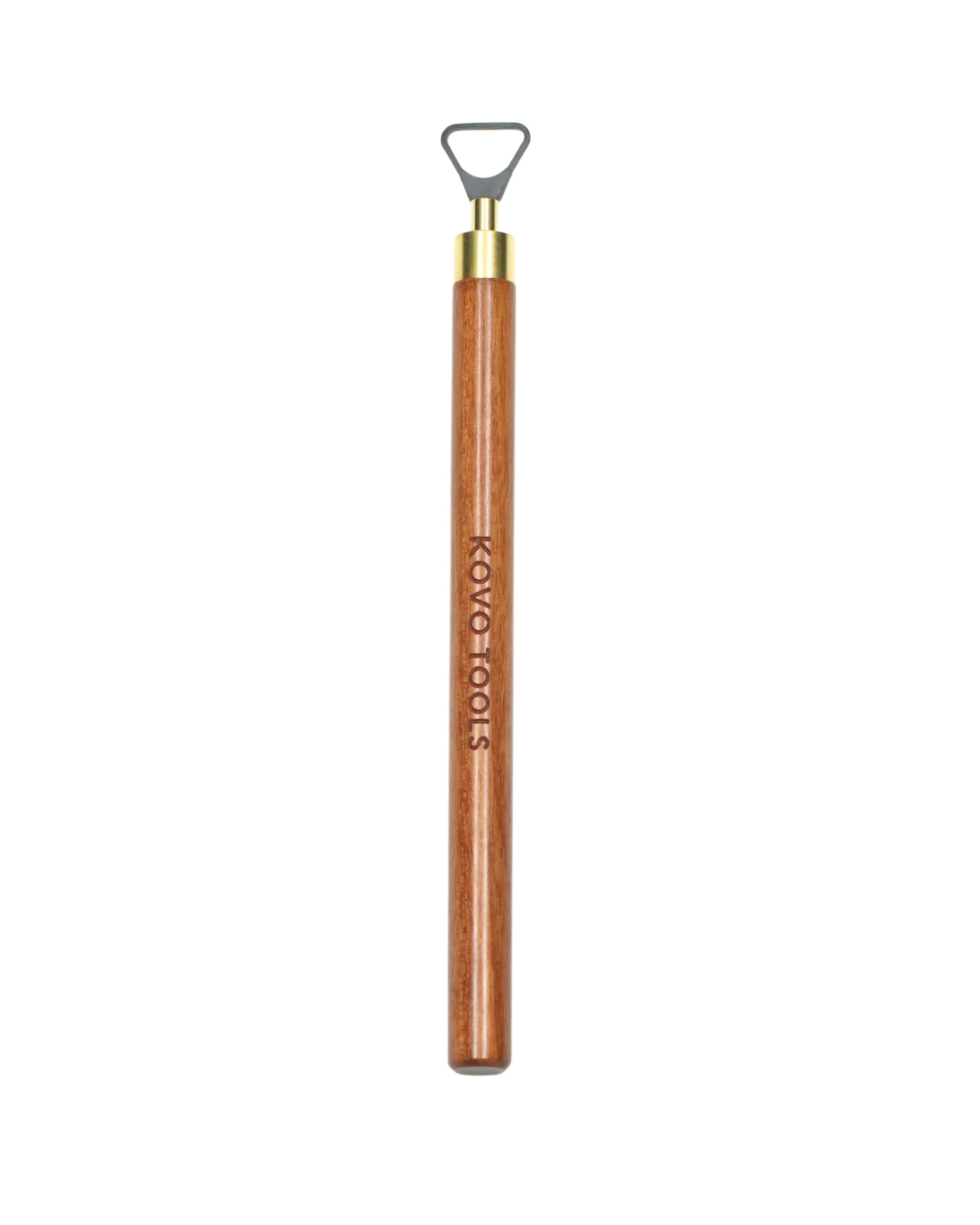 Small Triangle Loop Carbide Pottery Trimming Tool with straight wood handle