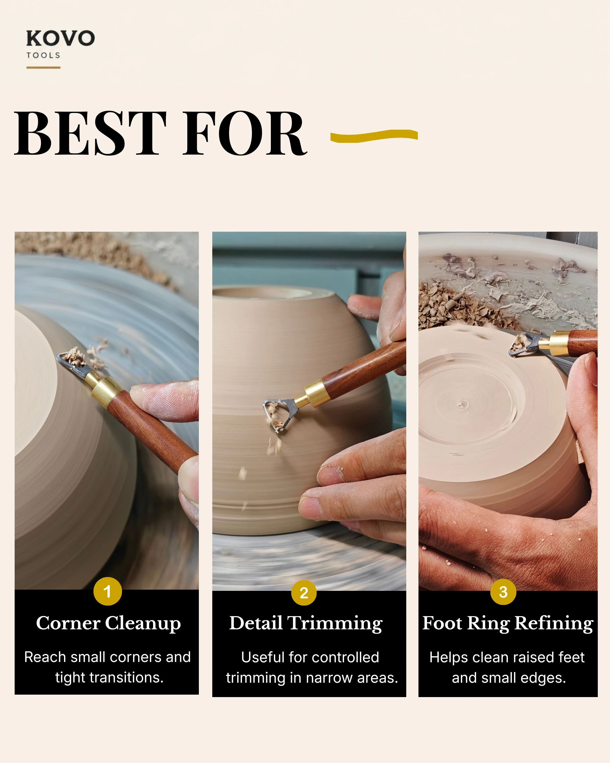 Small Triangle Loop Carbide Pottery Trimming Tool for Detail Work
