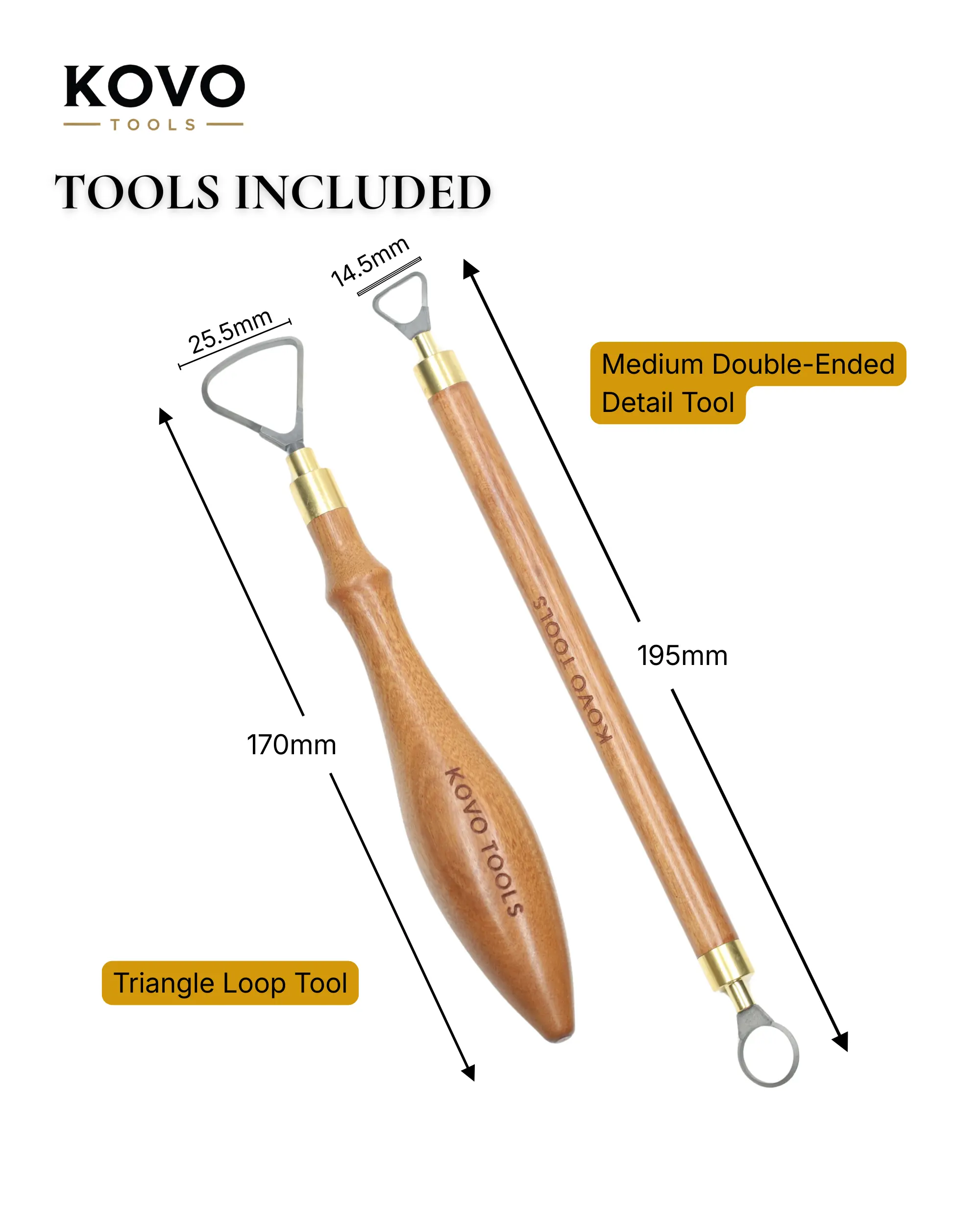 2 Piece Triangle Loop Carbide Pottery Trimming Tool Set size guide