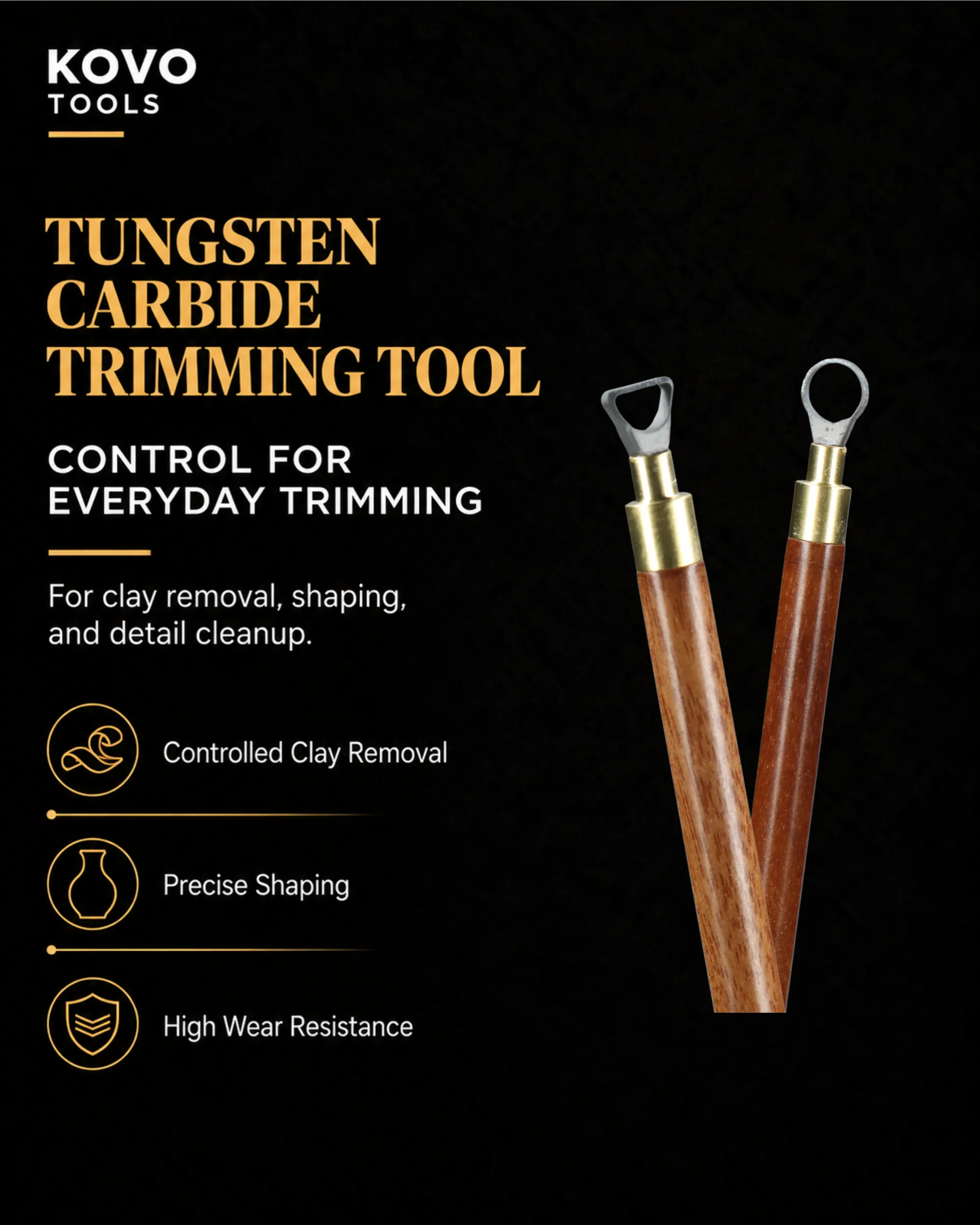 Double-sided carbide pottery trimming tool