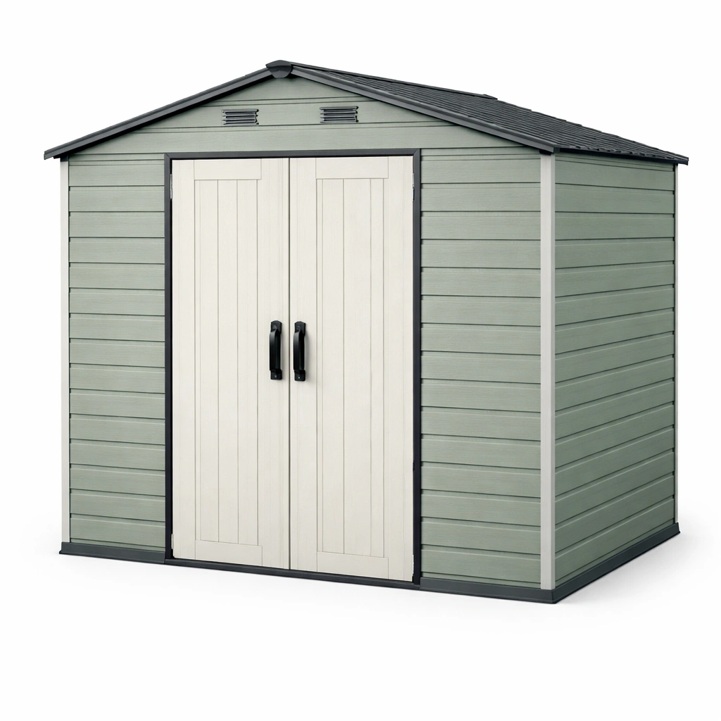 Cobertizo de jardín de resina verde crema 185x152x226 cm-furnerio