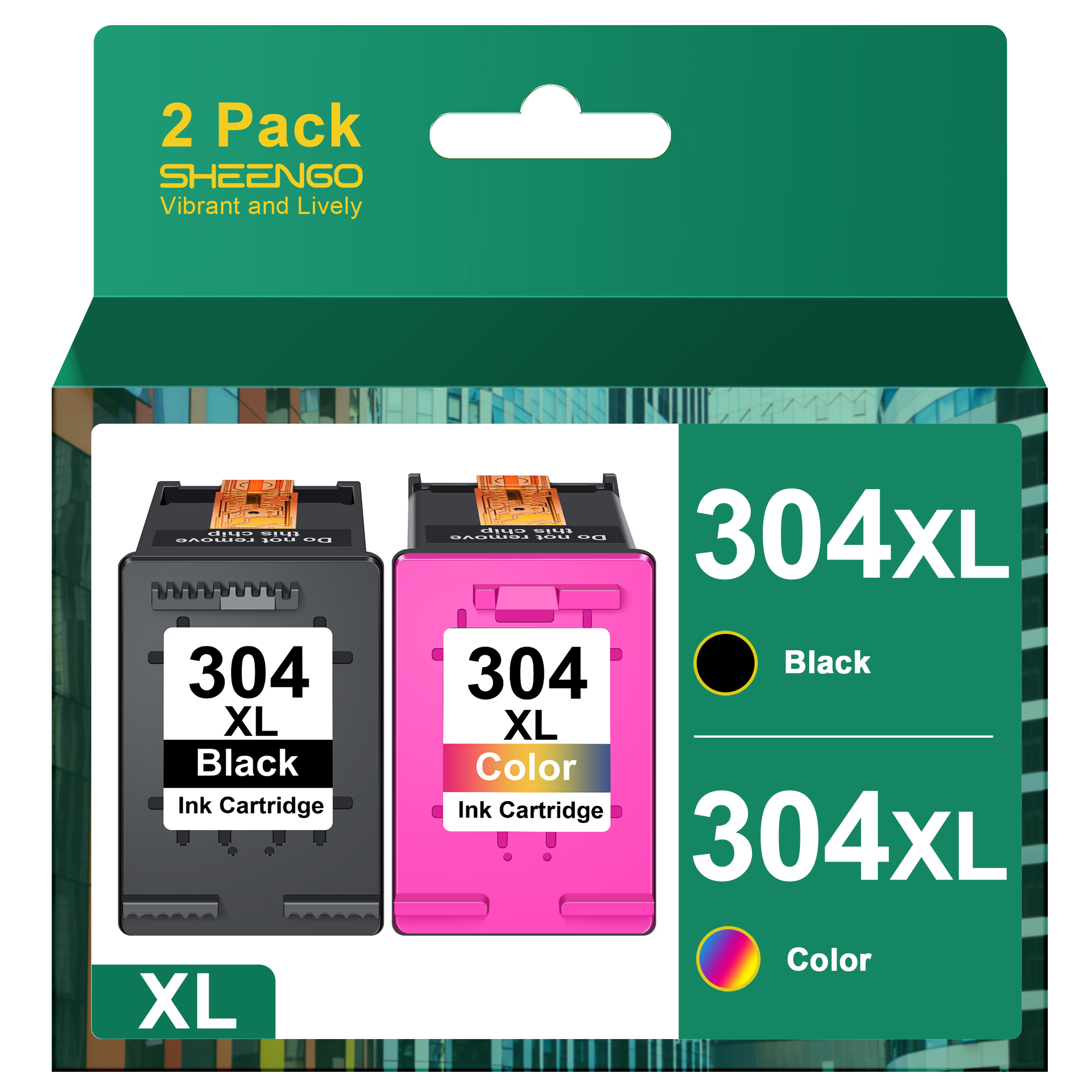SHEENGO 304XL Ink Cartridge (Black Colour,2-Pack )
