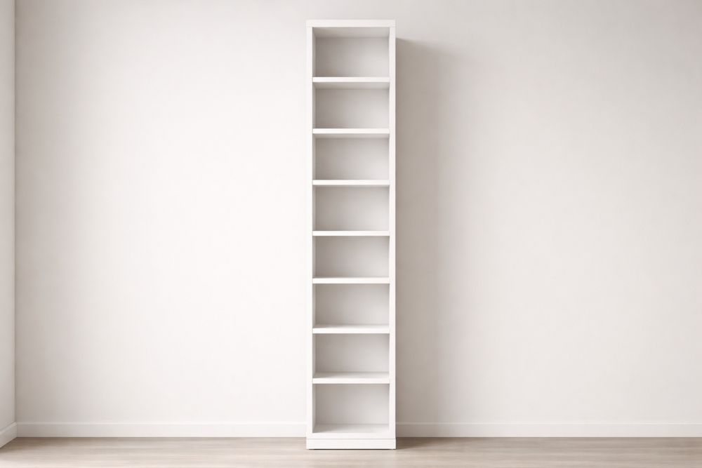 Tall White Bookshelf with 7 Shelves and Particle Board-Glamourlofteu