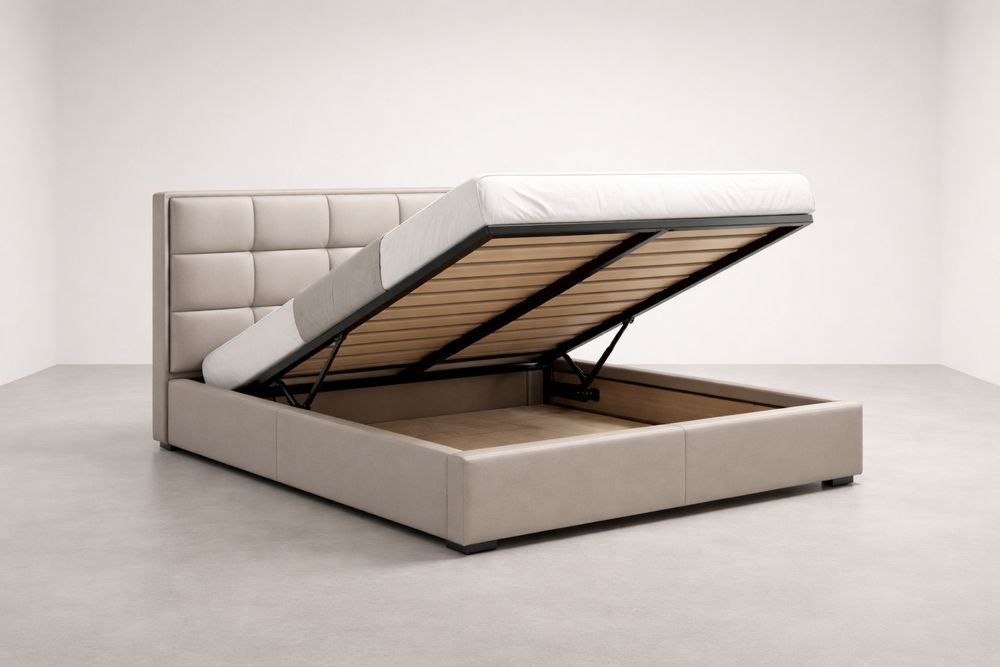 Queen Size Fabric Storage Bed Frame with Lift-Up Mechanism-Glamourlofteu