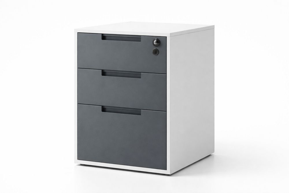 3-Drawer Metal Filing Cabinet with Lock White/Grey-Glamourlofteu