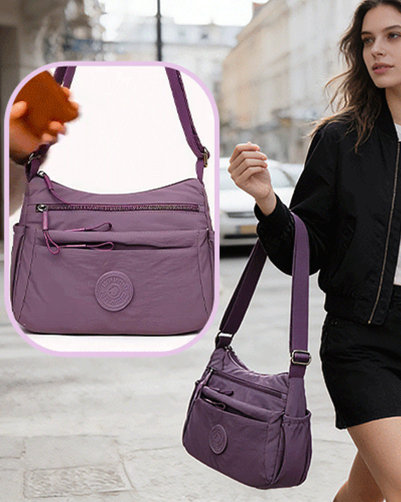 Solid Color Fashionable Multi-pocket Zipper Crossbody Bag