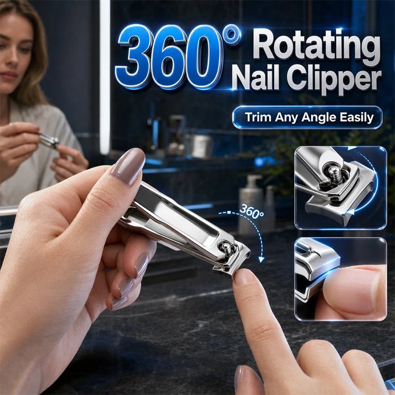 🔥HOT SALE🔥60 Degree Rotating Stainless Steel Nail Clipper Sharp Swivel Head Manicure Pedicure Tool for Thick Nails