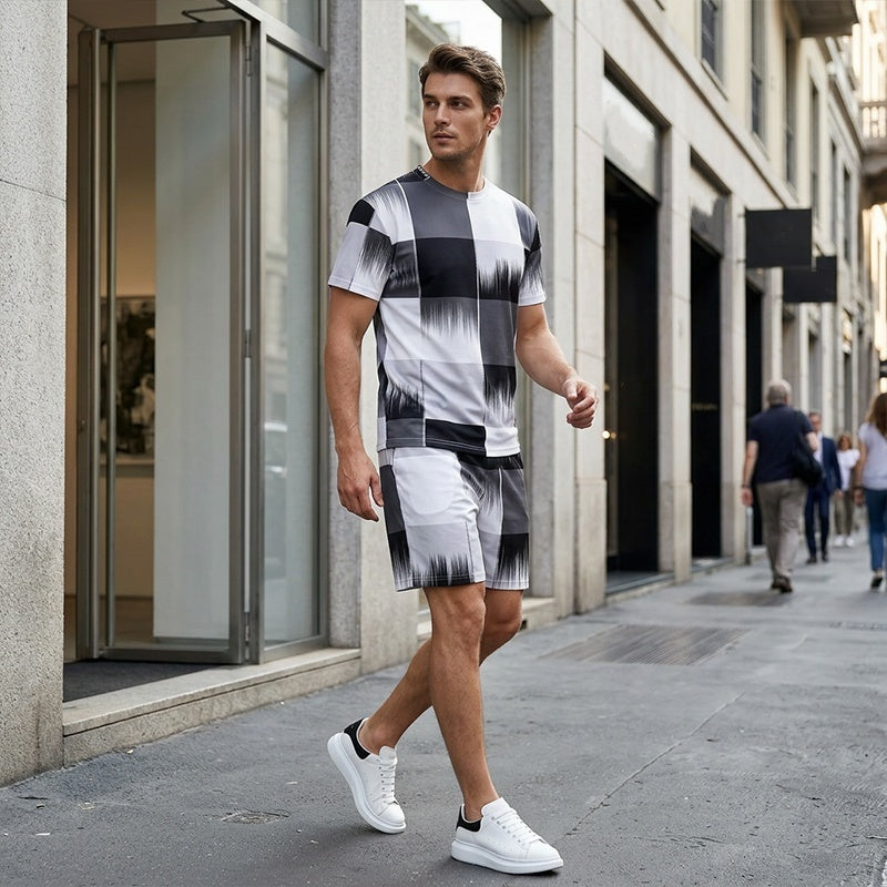 Coordinated matching men's t-shirt shorts set
