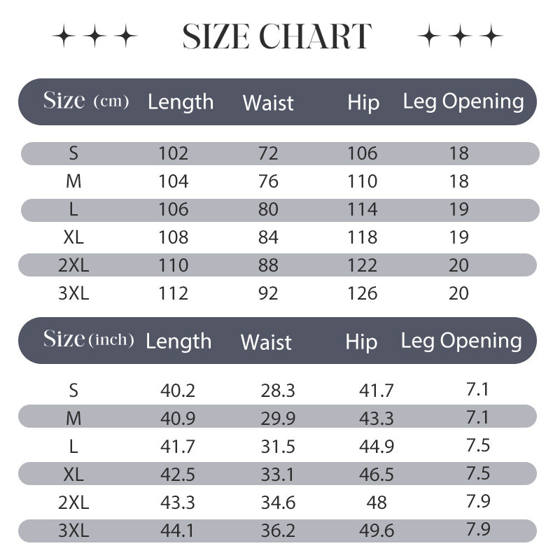 Men's pants size chart cm inch