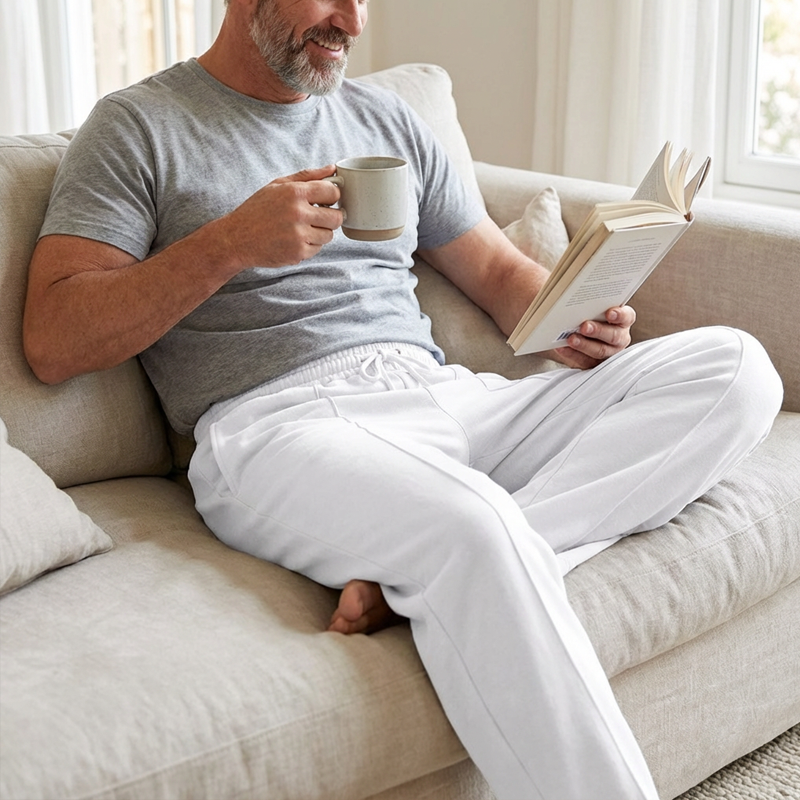 Deep side pockets men's casual pants
