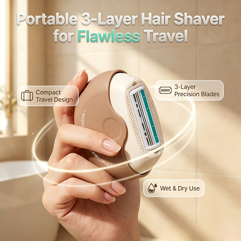 Buy 1 Get 1 Free Portable 3-Layer Hair Shaver with Rotating Cover