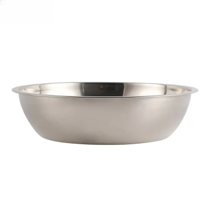 Silver stainless steel dog food bowl