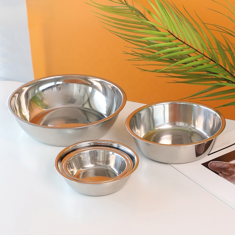 Silver stainless steel dog food bowl