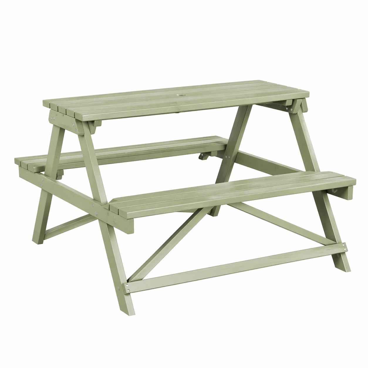 2 in 1 Picknicktisch mit Baenken Massivholz Gartenmoebel Klappbar Sitzgruppe Outdoor Gruen-arvnora