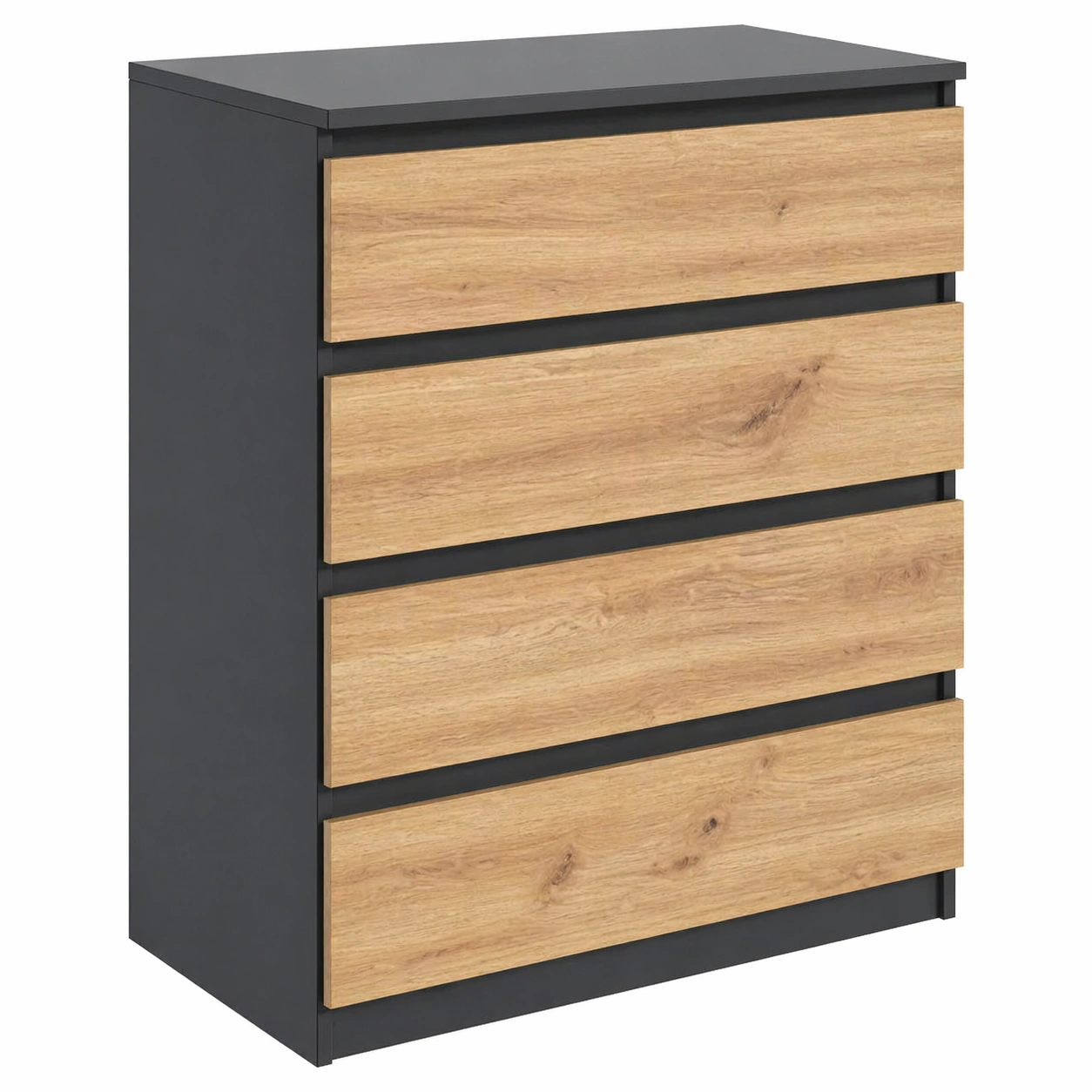 Moderne Kommode mit 3 Schubladen, Stauraum Moebel fuer Schlafzimmer, Wohnzimmer und Buero, Holzoptik Front / Anthrazit Korpus-arvnora