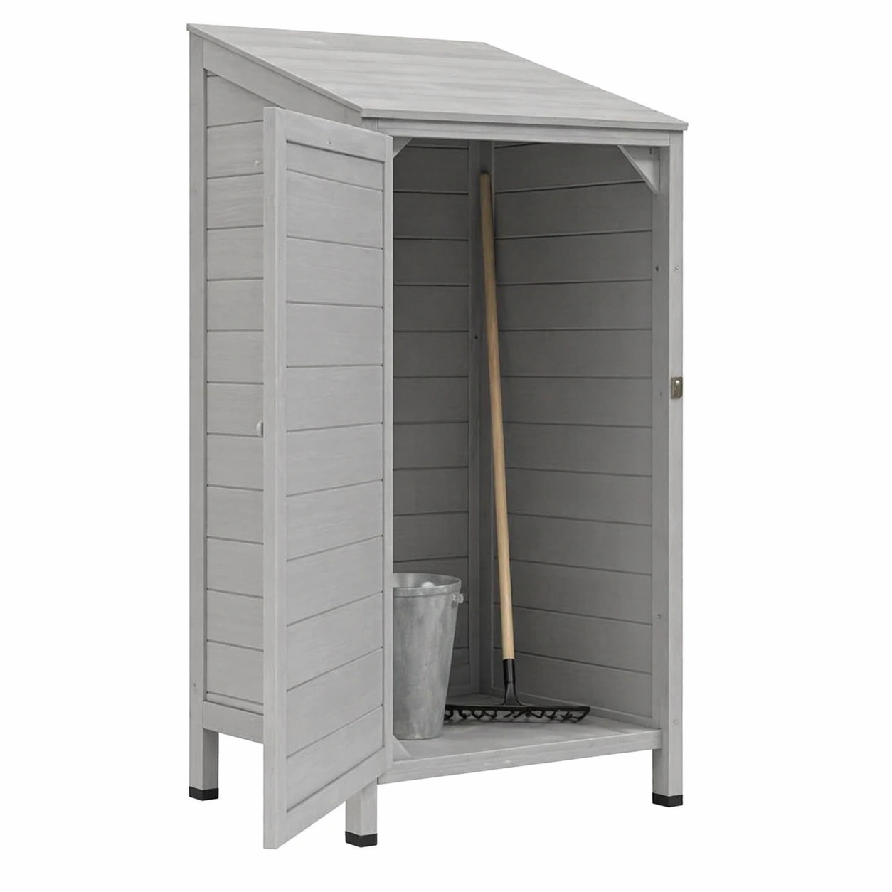 Garten Aufbewahrungsschrank aus Holz, Outdoor Geraeteschrank mit Tuer, kompakter Stauraum fuer Garten und Terrasse, 1 Tuer Design-arvnora